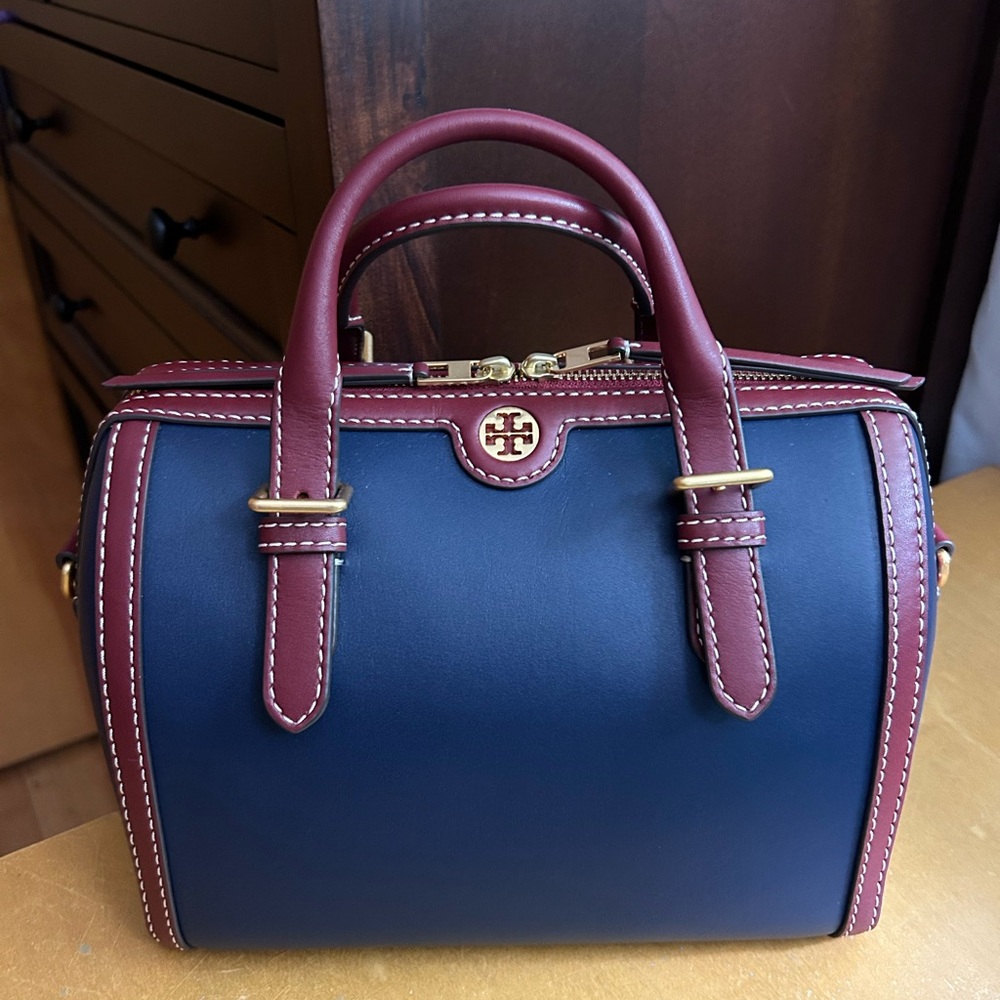 Tory Burch T Monogram Color Block Barrel Bag